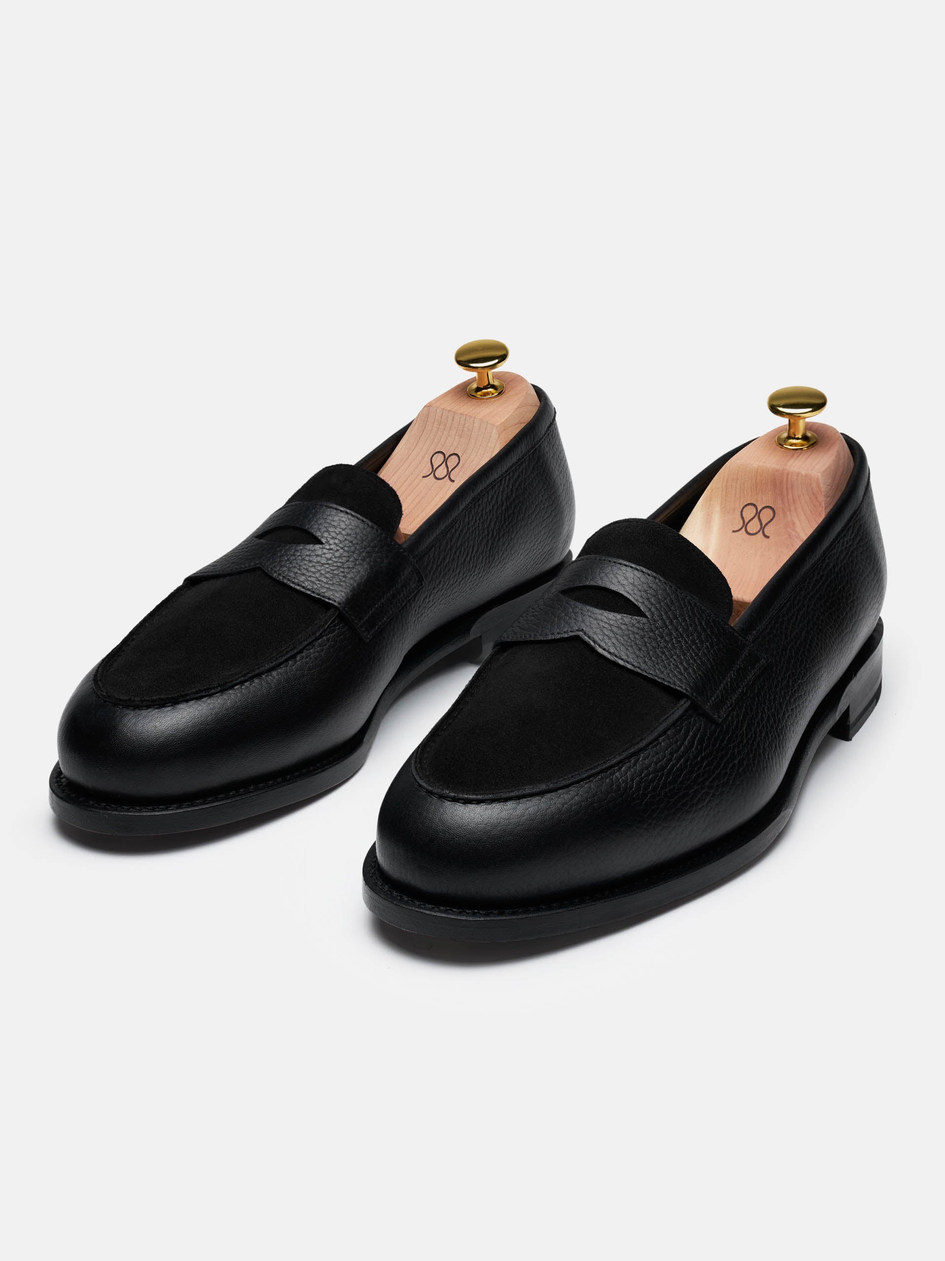 The Penny Loafer - Black Grain & Black Suede