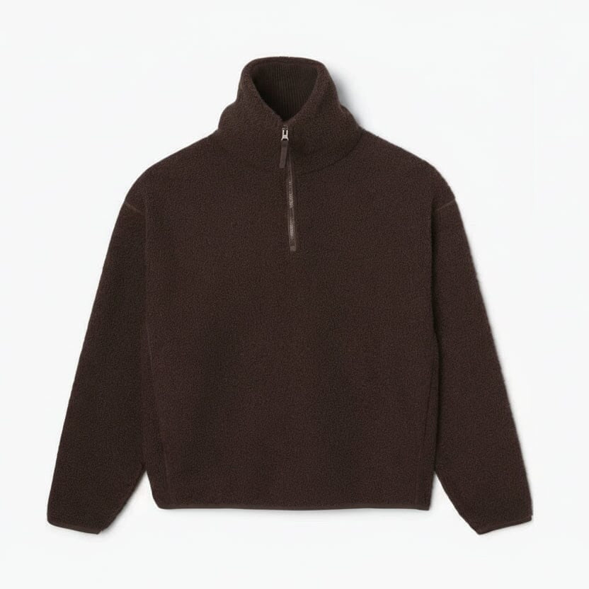 High Zipped Neck Polar Fleece Sweatshirt