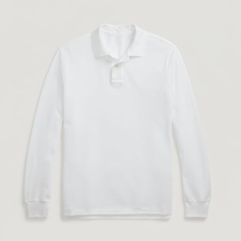 Mesh Long-Sleeve Polo Shirt