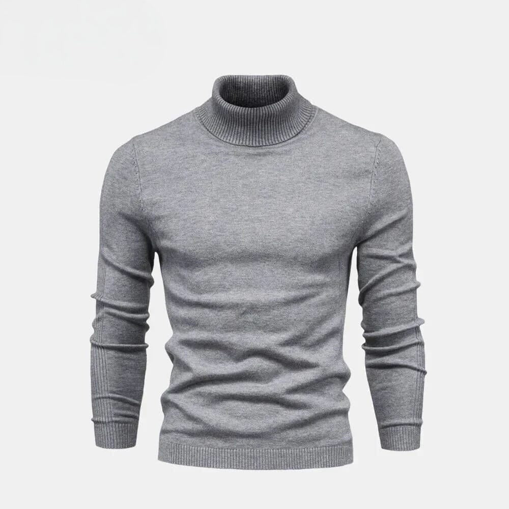 Turtleneck Cable-Knit Wool Knit Sweater