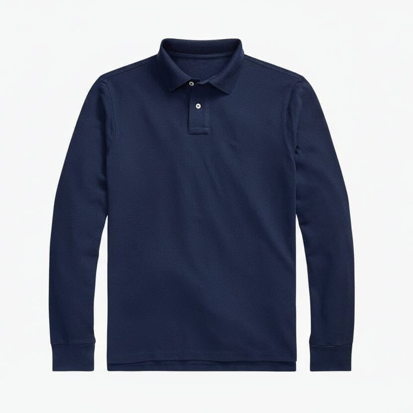 Mesh Long-Sleeve Polo Shirt