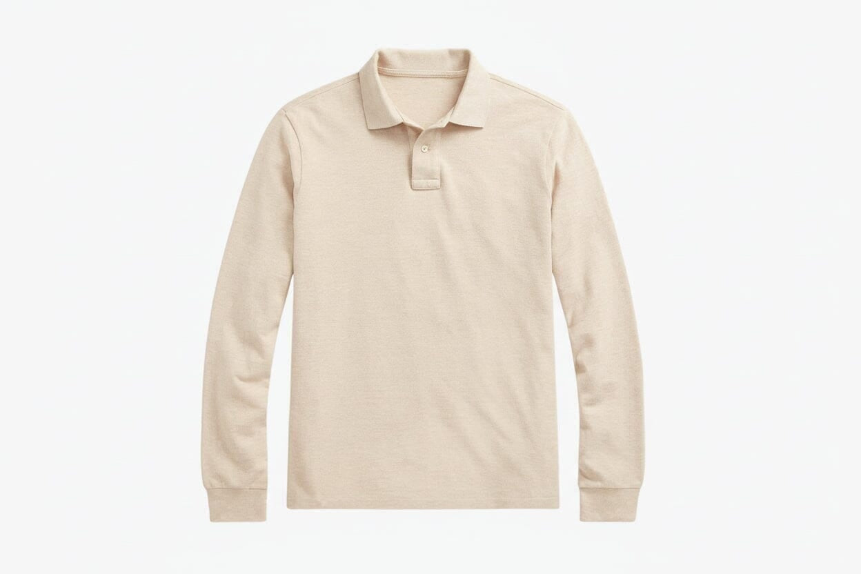 Mesh Long-Sleeve Polo Shirt