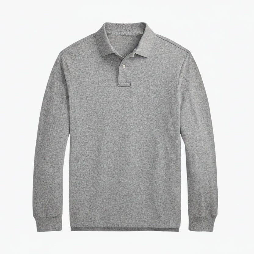 Mesh Long-Sleeve Polo Shirt