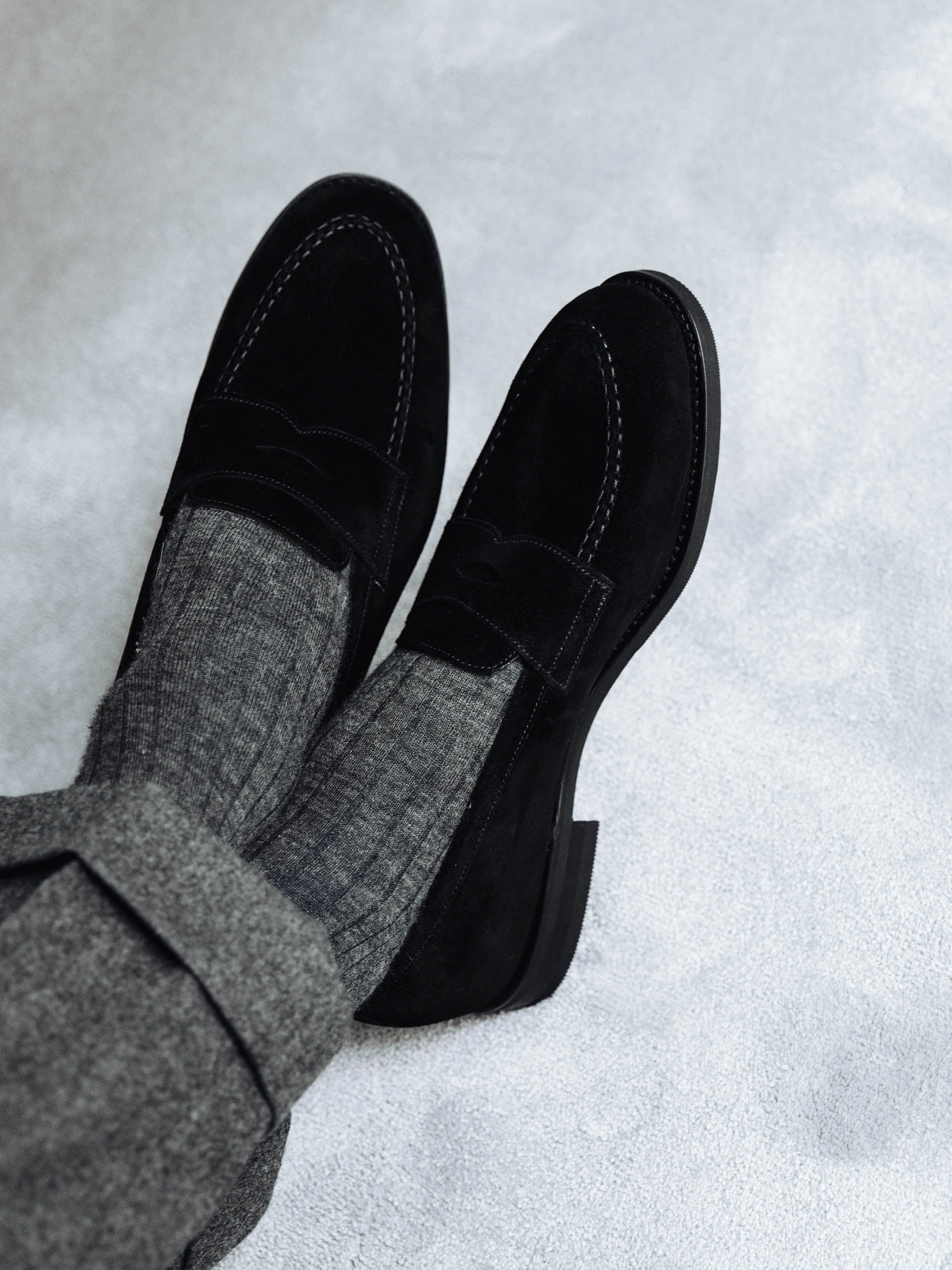 The Penny Loafer - Black Suede