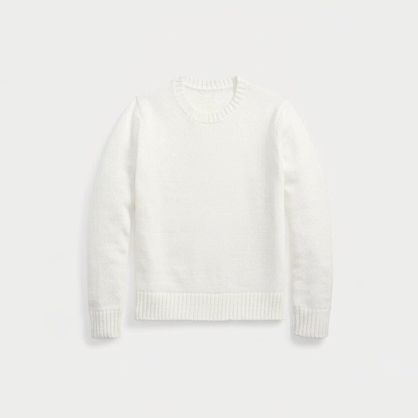 Polo Bear Crew Neck Sweater In Linen-Cotton Blend