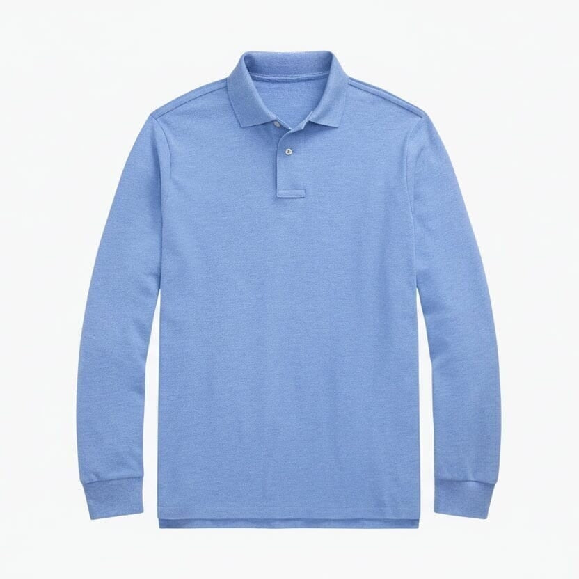 Mesh Long-Sleeve Polo Shirt