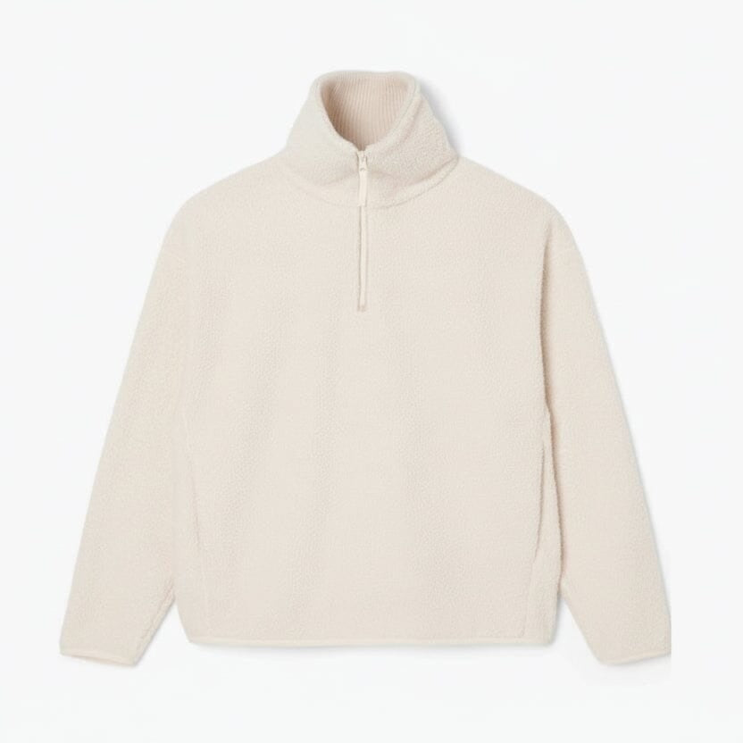 High Zipped Neck Polar Fleece Sweatshirt