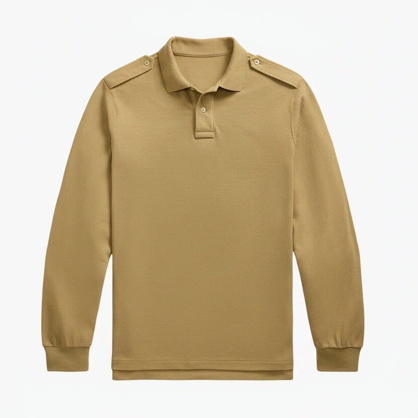 Mesh Long-Sleeve Polo Shirt