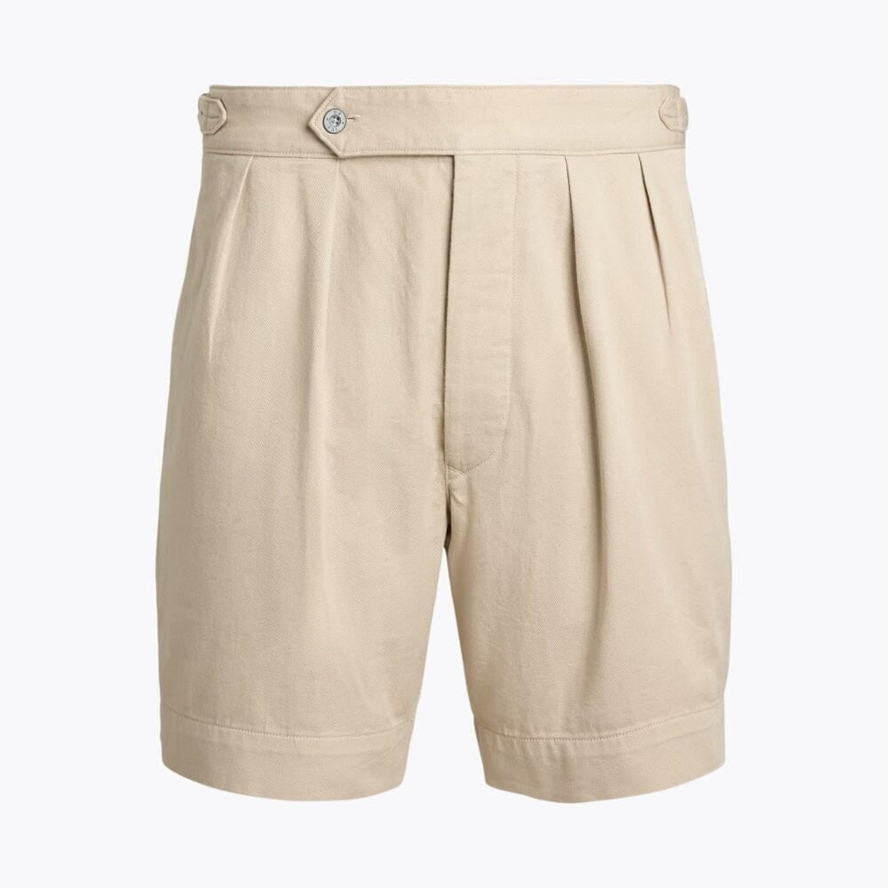 Relaxed Fit Pleated Twill Short