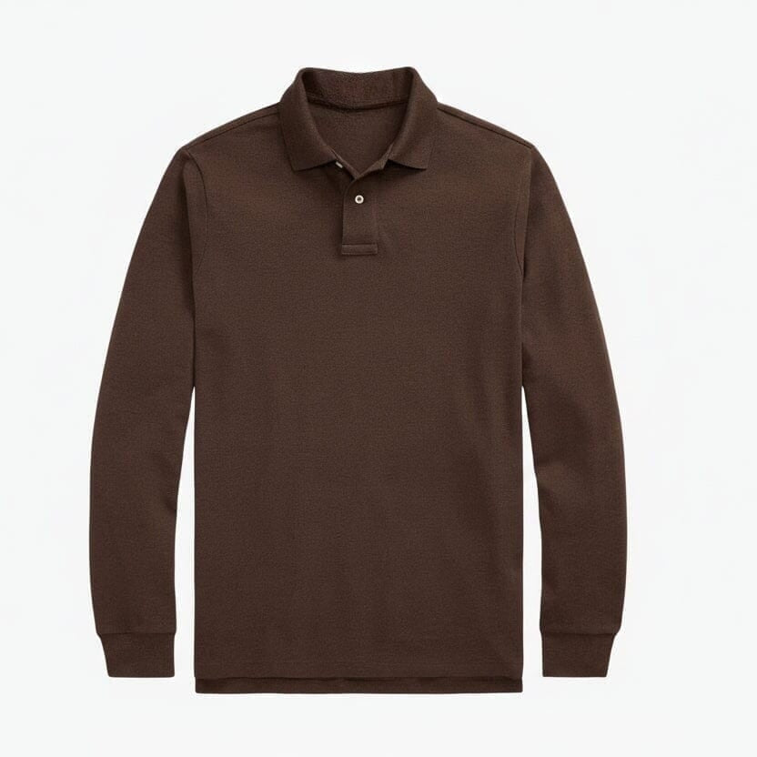 Mesh Long-Sleeve Polo Shirt