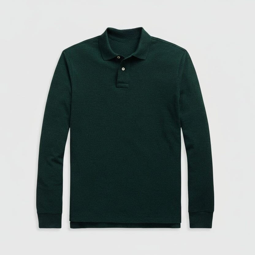 Mesh Long-Sleeve Polo Shirt