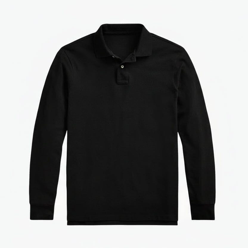 Mesh Long-Sleeve Polo Shirt