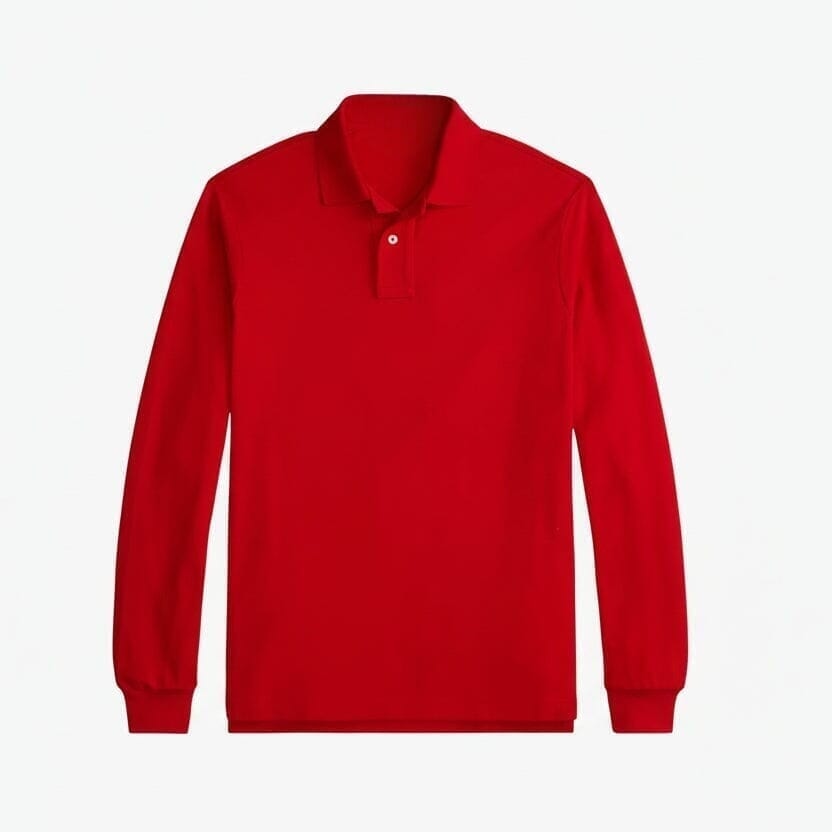 Mesh Long-Sleeve Polo Shirt