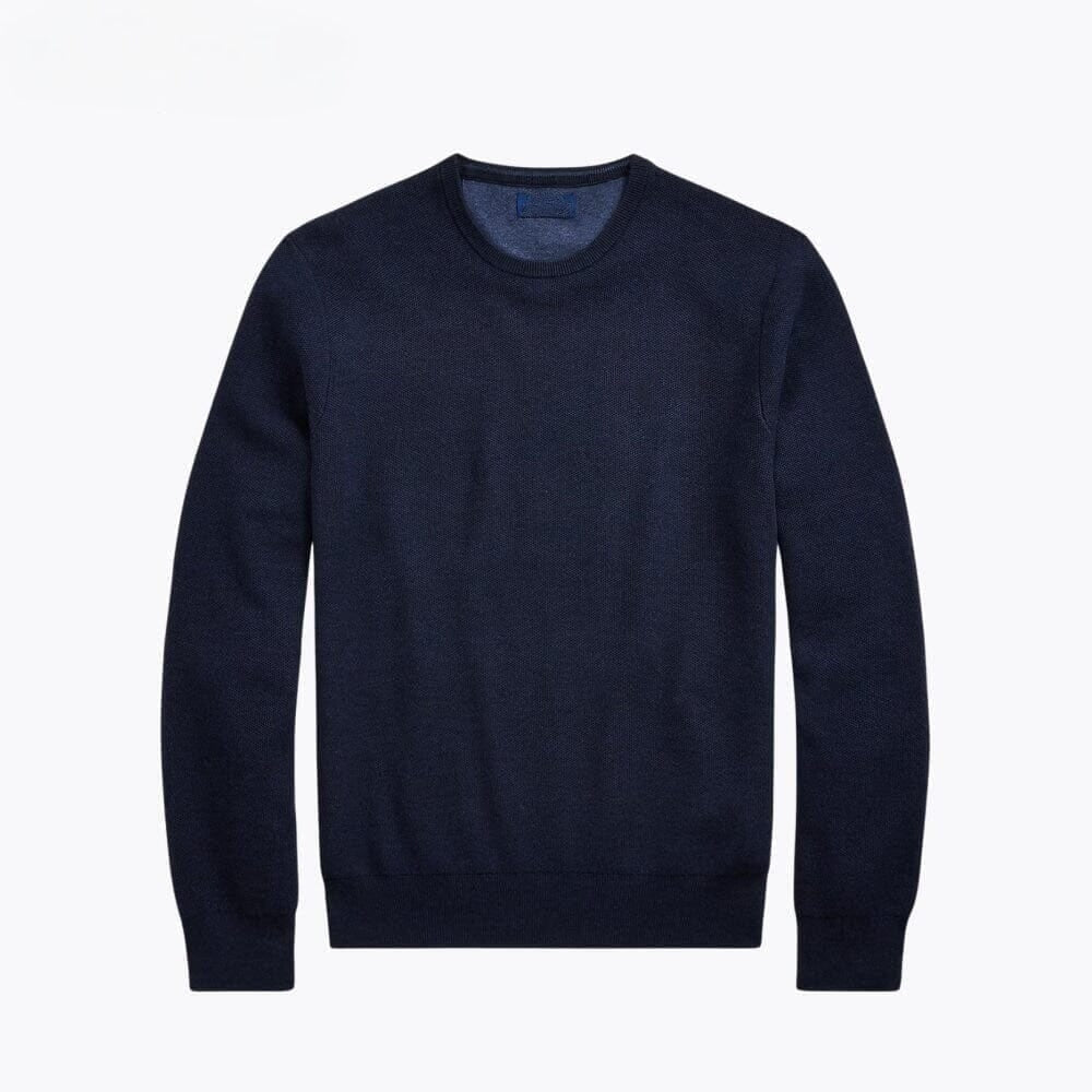 Mesh-Knit Cotton Crewneck Sweater